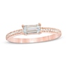 Thumbnail Image 0 of Sideways Baguette Aquamarine and 1/10 CT. T.W. Diamond Stackable Ring in 10K Rose Gold