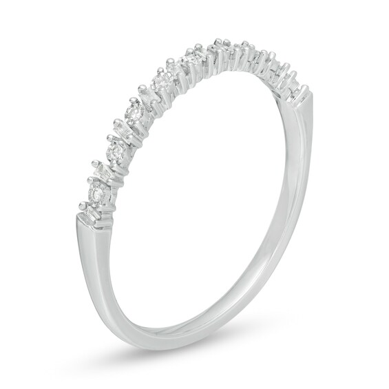1/15 CT. T.w. Baguette and Round Diamond Alternating Band in 10K White Gold