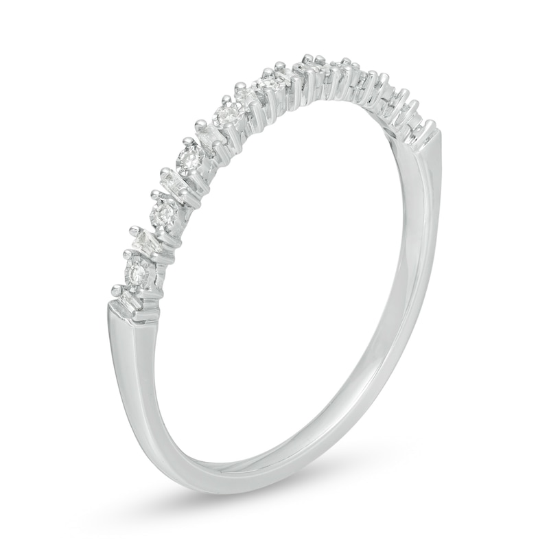 1/15 CT. T.W. Baguette and Round Diamond Alternating Band in 10K White Gold