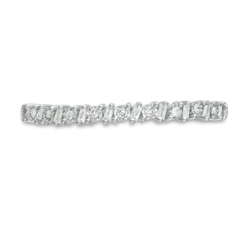 1/15 CT. T.W. Baguette and Round Diamond Alternating Band in 10K White Gold