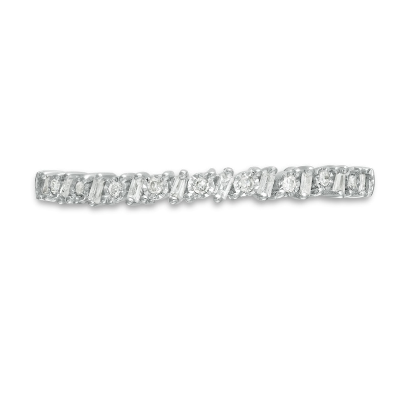 Main Image 4 of 1/15 CT. T.W. Baguette and Round Diamond Alternating Band in 10K White Gold