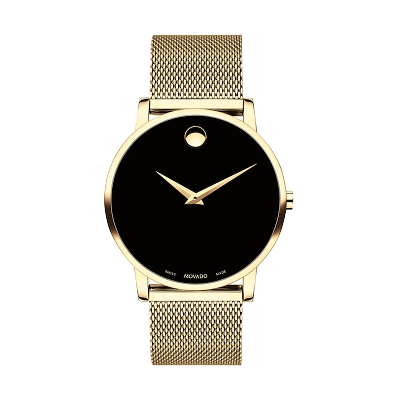 Main Image 1 of Men's Movado Museum® Gold-Tone Watch with Black Dial (Model: 0607396)