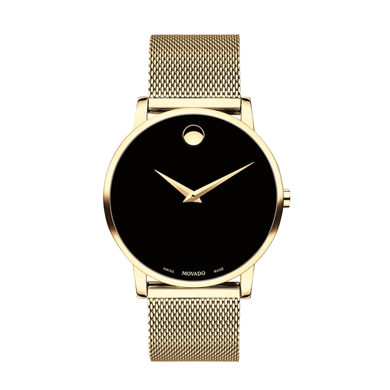 Men's Movado Museum® Gold-Tone Watch with Black Dial (Model: 0607396)