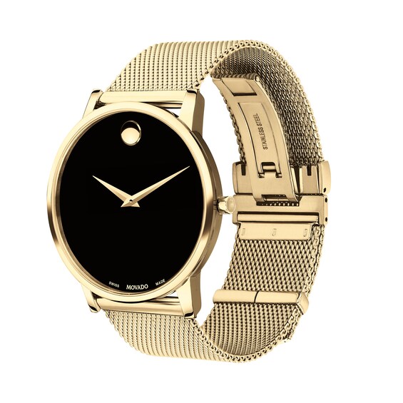 movado museum mens watch gold