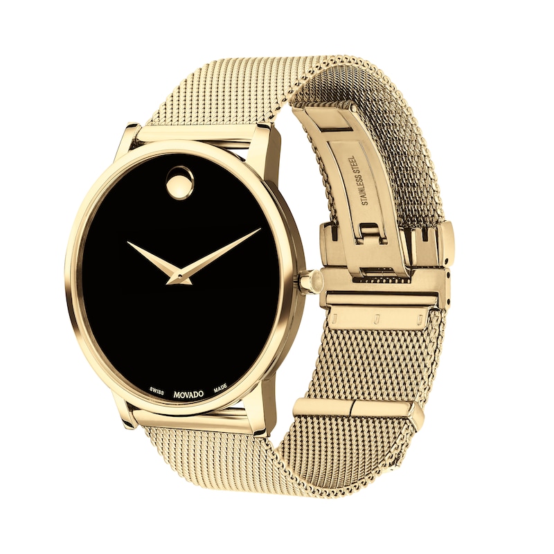 Men's Movado Museum® Gold-Tone Watch with Black Dial (Model: 0607396)