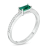 Thumbnail Image 2 of Sideways Baguette Lab-Created Emerald and 1/10 CT. T.W. Diamond Stackable Ring in 10K White Gold