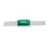 Thumbnail Image 3 of Sideways Baguette Lab-Created Emerald and 1/10 CT. T.W. Diamond Stackable Ring in 10K White Gold
