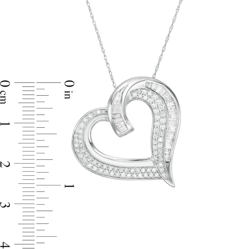 1 CT. T.W. Diamond Tilted Heart Pendant in 10K White Gold