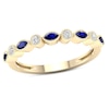 Thumbnail Image 1 of Marquise Blue Sapphire and 1/10 CT. T.W. Diamond Four Stone Art Deco Stackable Ring in 10K Gold