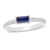 Thumbnail Image 0 of Sideways Baguette Lab-Created Blue Sapphire and 1/10 CT. T.W. Diamond Stackable Ring in 10K White Gold