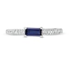 Thumbnail Image 3 of Sideways Baguette Lab-Created Blue Sapphire and 1/10 CT. T.W. Diamond Stackable Ring in 10K White Gold