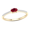 Thumbnail Image 0 of Sideways Oval Ruby and 1/15 CT. T.W. Diamond Stackable Ring in 10K Gold