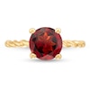 Thumbnail Image 3 of 8.0mm Garnet Solitaire Rope Shank Ring in 10K Gold