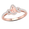 Thumbnail Image 1 of Pear-Shaped Morganite and 1/3 CT. T.W. Diamond Infinity Ribbon Frame Ring in 10K Rose Gold