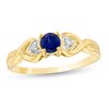 4.0mm Lab-Created Blue Sapphire and Diamond Accent Hearts Twist Shank Ring in 10K Gold