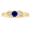 4.0mm Lab-Created Blue Sapphire and Diamond Accent Hearts Twist Shank Ring in 10K Gold