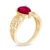 Thumbnail Image 2 of Pear-Shaped Lab-Created Ruby Wide Filigree Ring in 10K Gold