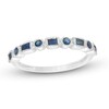 Thumbnail Image 1 of Sideways Emerald-Cut and Round Blue Sapphire Alternating Art Deco Stackable Ring in 10K White Gold