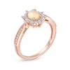 Thumbnail Image 3 of Oval Opal and 1/10 CT. T.W. Diamond Sunburst Frame Vintage-Style Tapered Shank Ring in 10K Rose Gold