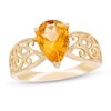 Thumbnail Image 0 of Pear-Shaped Citrine Wide Filigree Ring in 10K Gold