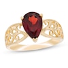 Thumbnail Image 0 of Pear-Shaped Garnet Wide Filigree Ring in 10K Gold