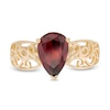 Thumbnail Image 3 of Pear-Shaped Garnet Wide Filigree Ring in 10K Gold