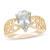 Thumbnail Image 0 of Pear-Shaped Aquamarine Wide Filigree Ring in 10K Gold