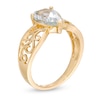 Thumbnail Image 2 of Pear-Shaped Aquamarine Wide Filigree Ring in 10K Gold