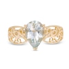 Thumbnail Image 3 of Pear-Shaped Aquamarine Wide Filigree Ring in 10K Gold