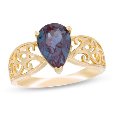 Ring 24k Yellow Gold-Plate Alexandrite Lab. Sterling Silver Natural Garnet
