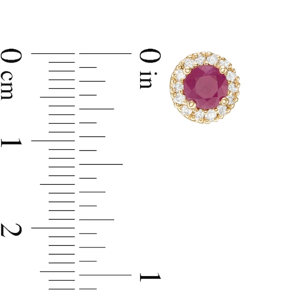 5.0mm Certified Ruby and 1/4 CT. T.w. Diamond Frame Stud Earrings in 14K Gold