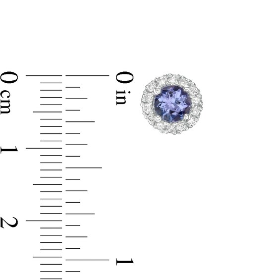 5.0mm Certified Tanzanite and 1/4 CT. T.w. Diamond Frame Stud Earrings in 14K White Gold