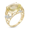 Thumbnail Image 2 of Sideways Cushion-Cut Lemon Quartz Beaded Filigree Ring in 10K Two-Tone Gold