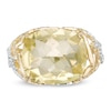 Thumbnail Image 3 of Sideways Cushion-Cut Lemon Quartz Beaded Filigree Ring in 10K Two-Tone Gold