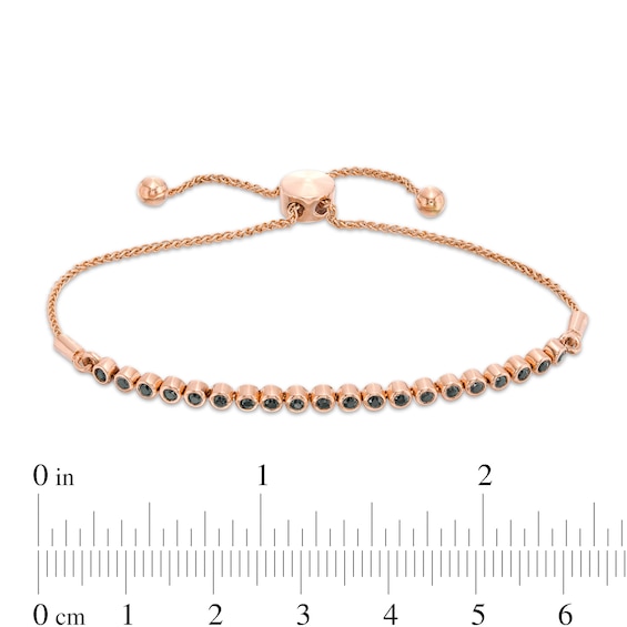 1/3 CT. T.w. Enhanced Black and White Diamond Bezel-Set Bolo Bracelet in 10K Rose Gold - 9.5"