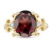 Thumbnail Image 3 of Oval Garnet and 1/20 CT. T.W. Diamond Scroll Frame Ring in 10K Gold