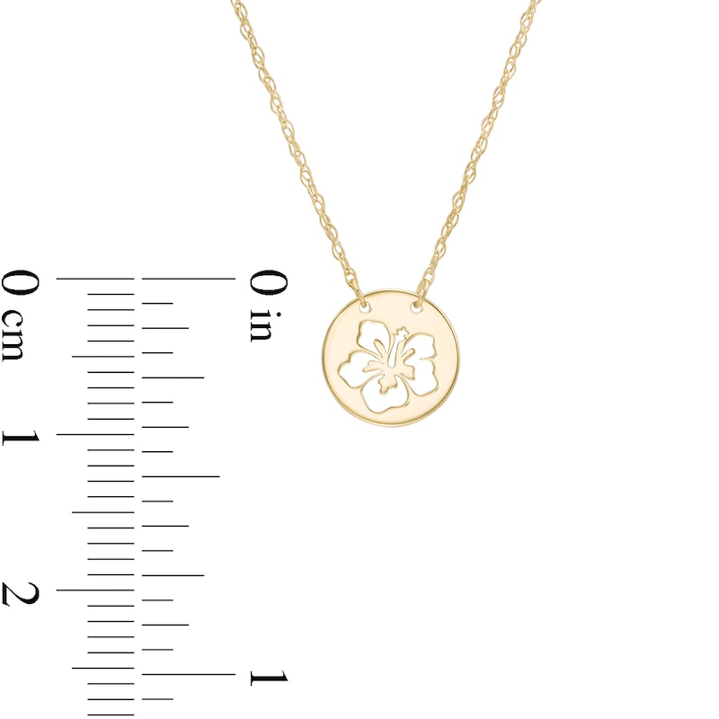 Main Image 3 of Mini Cut-Out Hibiscus Disc Necklace in 14K Gold