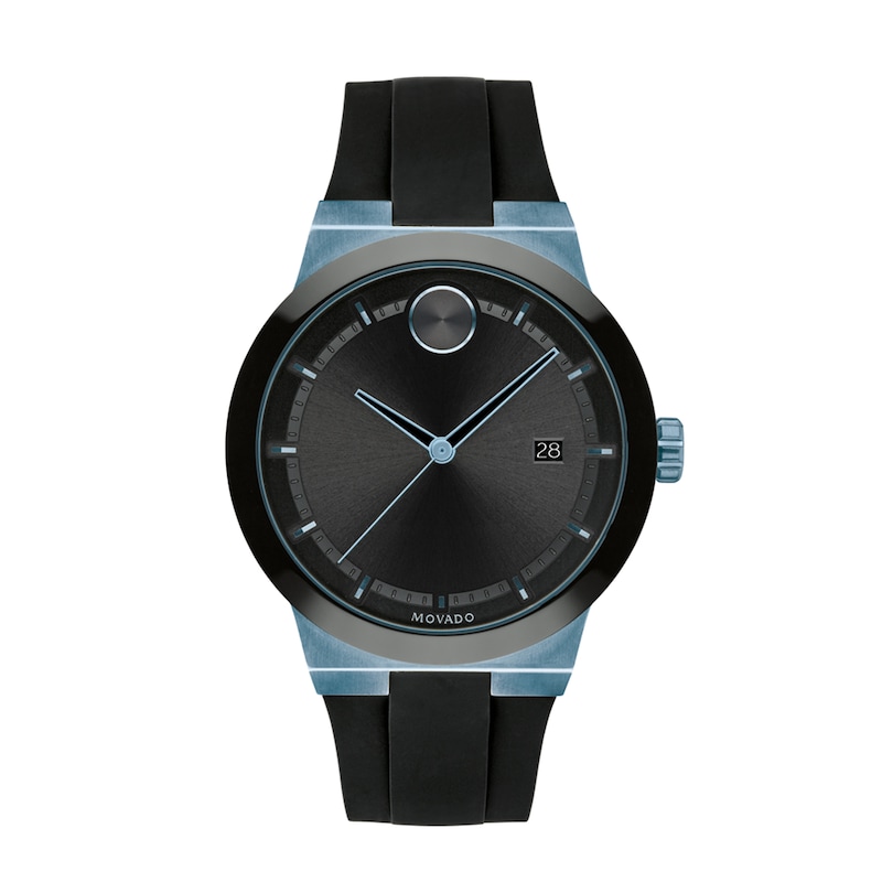 Main Image 1 of Men's Movado Bold®Blue IP Strap Watch with Black Dial (Model: 3600626)
