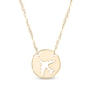 Mini Cut-Out Airplane Disc Necklace in 14K Gold