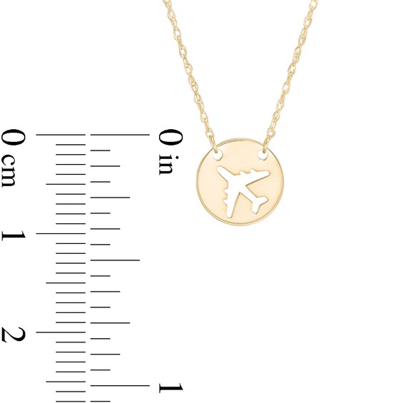 Mini Cut-Out Airplane Disc Necklace in 14K Gold