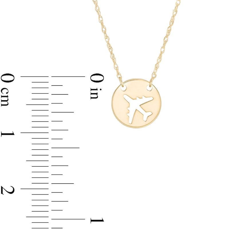 Main Image 3 of Mini Cut-Out Airplane Disc Necklace in 14K Gold
