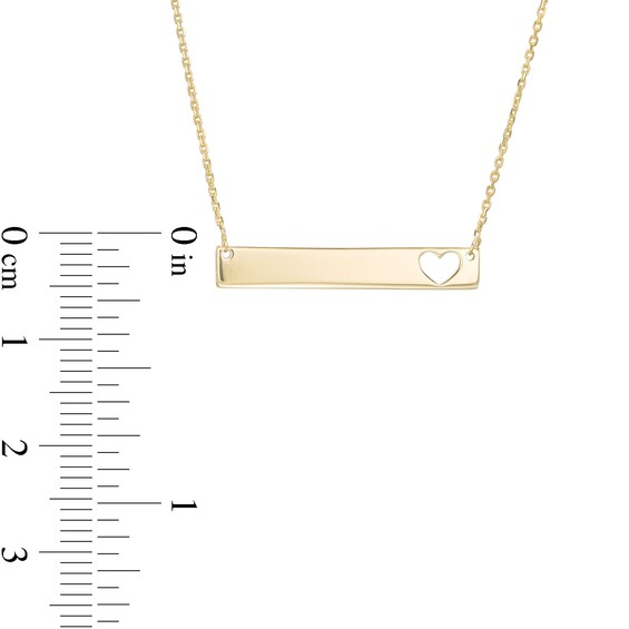 Mini Cut-Out Heart Accent Horizontal Bar Necklace in 14K Gold Mini Cut-Out Heart Accent Horizontal Bar Necklace in 14K Gold