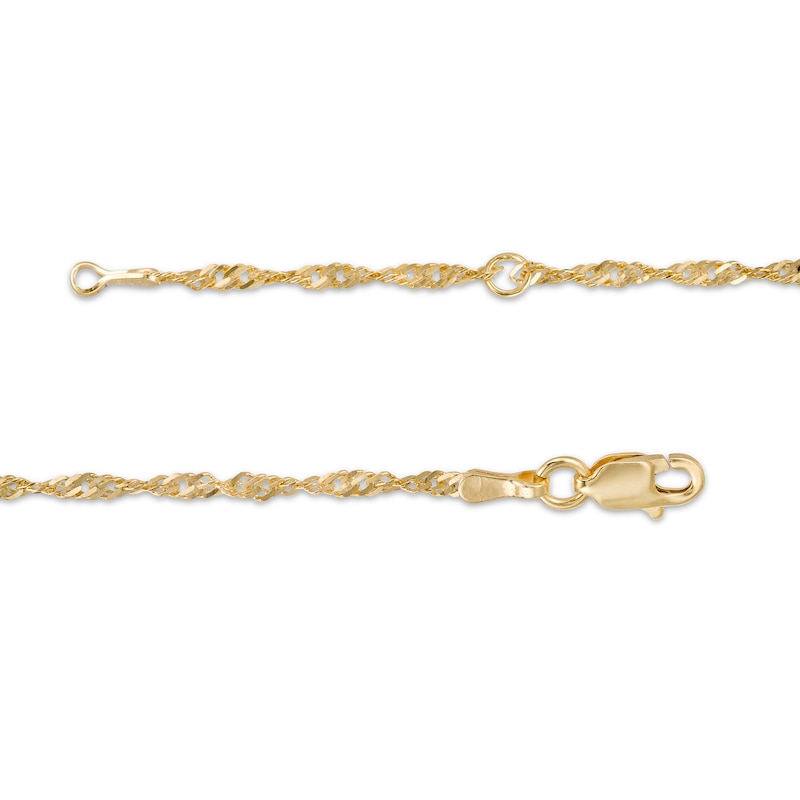 Main Image 3 of 1.7mm Diamond-Cut Singapore Chain Anklet in Solid 14K Gold - 10"