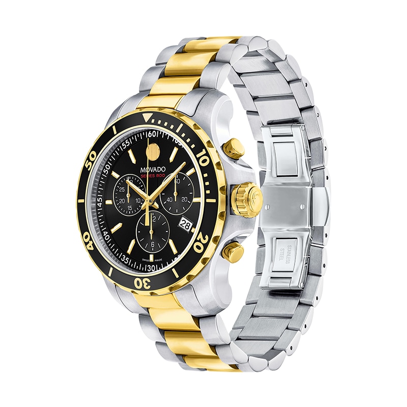 Main Image 2 of Men's Movado Series 800® Chronograph Two-Tone PVD Watch with Black Dial (Model: 2600146)