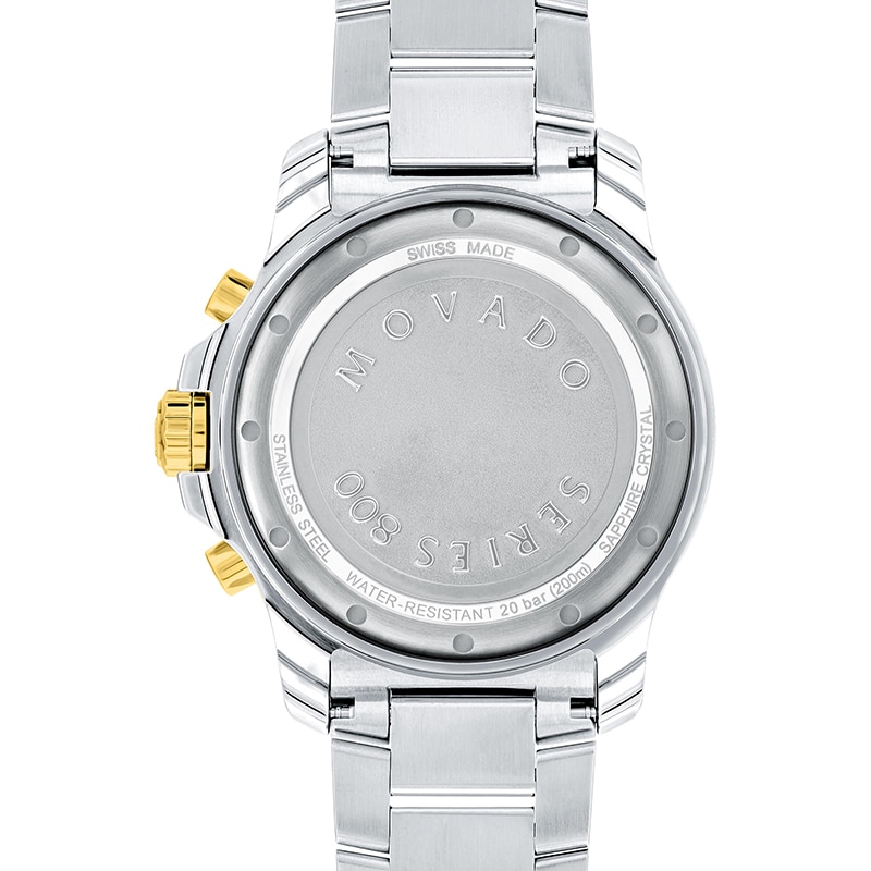 Main Image 3 of Men's Movado Series 800® Chronograph Two-Tone PVD Watch with Black Dial (Model: 2600146)