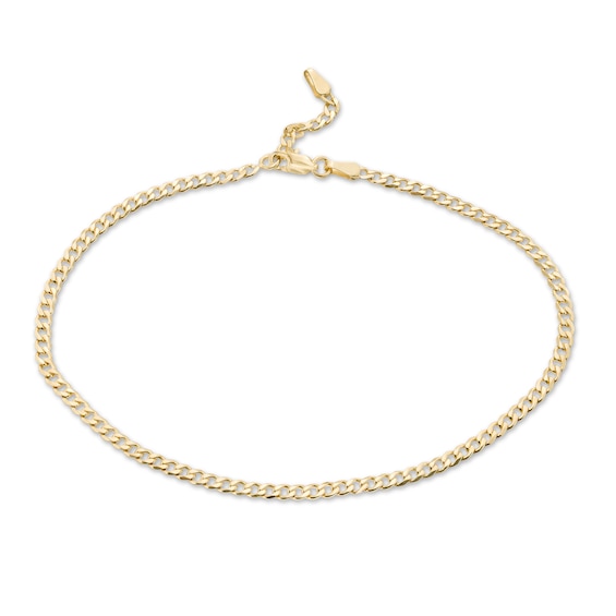 2.7mm Curb Chain Anklet in Solid 14K Gold - 10"