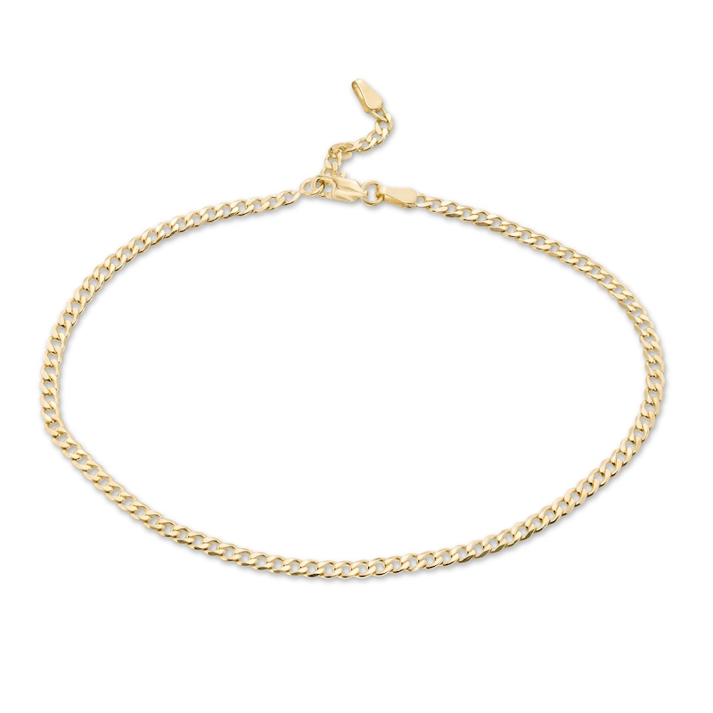 Main Image 1 of 2.7mm Curb Chain Anklet in Solid 14K Gold - 10&quot;