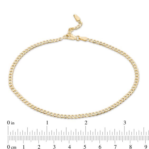 2.7mm Curb Chain Anklet in Solid 14K Gold - 10"