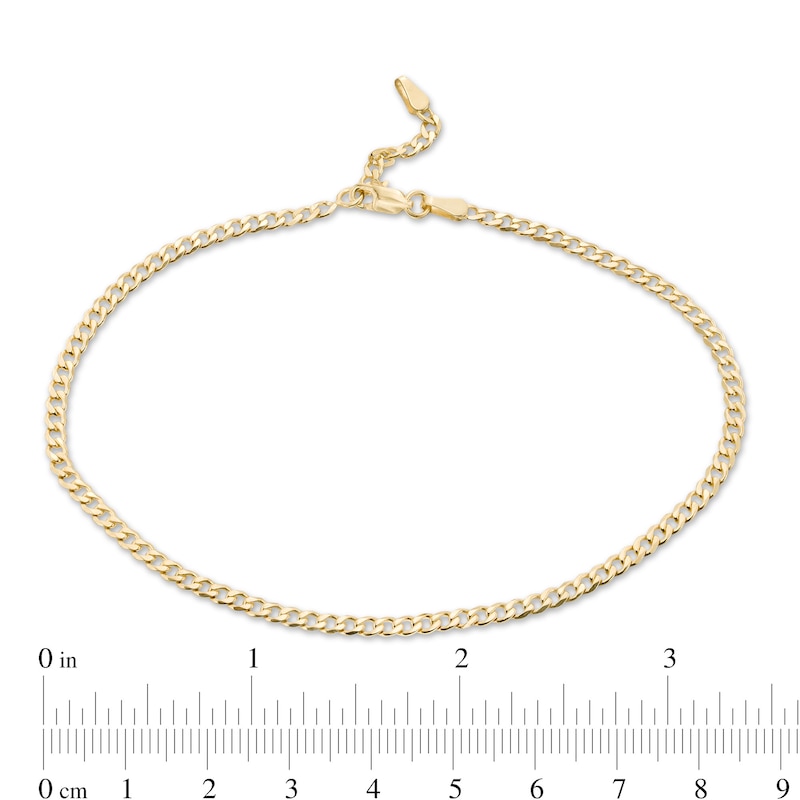 Main Image 4 of 2.7mm Curb Chain Anklet in Solid 14K Gold - 10&quot;