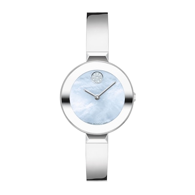 Ladies Movado Bold Crystal Bangle Watch With Transparent Mother